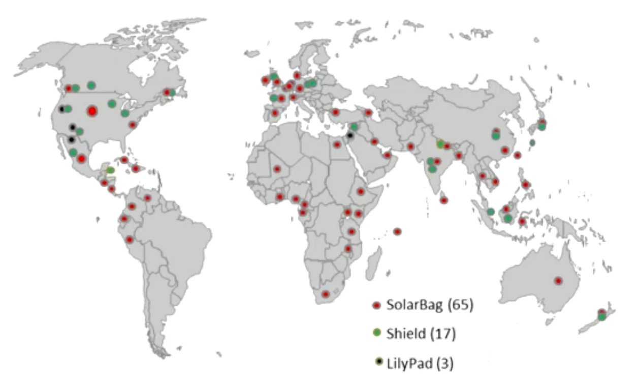 World Map of SolarBag Deployments